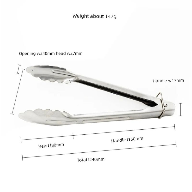 Thickened Stainless Steel Tongs, Bread Tongs, Barbecue Tongs, Rubber-Handled Hanging Food Tongs, 10-12- 14-16inch Plum Blossom Tongs