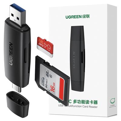 Adapter Usb + Usb-C Ugreen Cm304 SD + MicroSD Card Reader (Black)