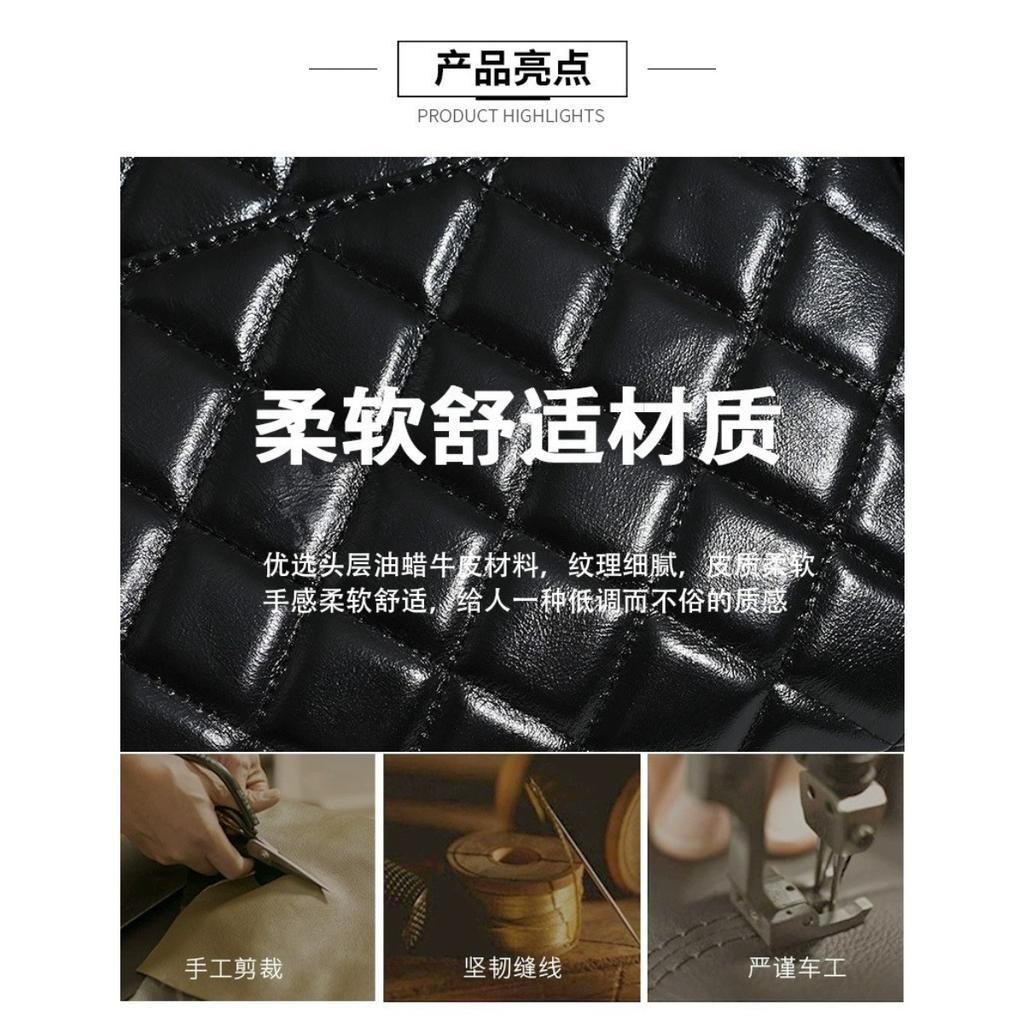 Tmall elf niche leather messenger bag women's first layer cowhide small fragrant wind rhombus chain bag single shoulder women's bag wholesale