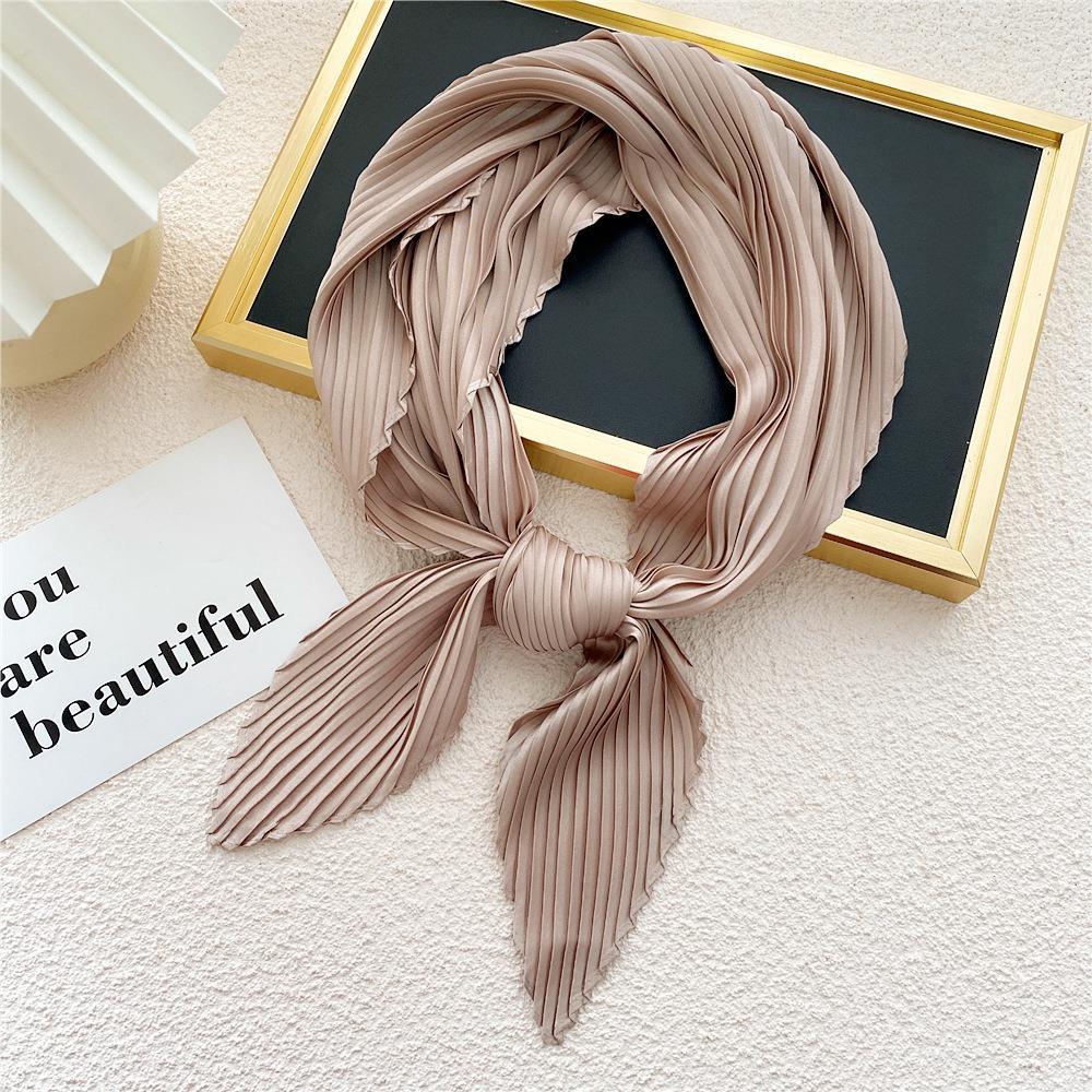 Luxury Silk Shawl Square Scarfs For Women Fashion Pleated Scarf Muslim Hijab Wraps Female Neckerchief Lady Crinkled Hair Scarf