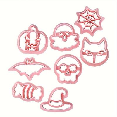 8pcs Halloween Cookie Cutter Set - Reusable Plastic Molds for Baking, Candy Making & Cake Decorating - Perfect Party Supplies, Halloween Candy