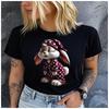Cotton  Sleepy Bunny In Polka Dot Pajamas Print T Shirt Women Cute Cartoon Rabbit Graphic Short Sleeve Animal Lover Casual