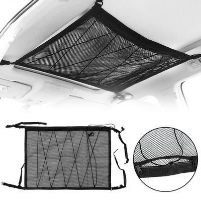 Interior Cargo Storage Bag Breathable Mesh Bag Car Ceiling Storage Net Pocket Car Roof Storage Organizer Adjustable Mesh Pocket