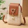 Casual Street Style Cute Mini Crossbody Cell Phone Bag With Coin Pocket Fabric Woven Design Adjustable Shoulder Strap For Ladies' Outings, Parties