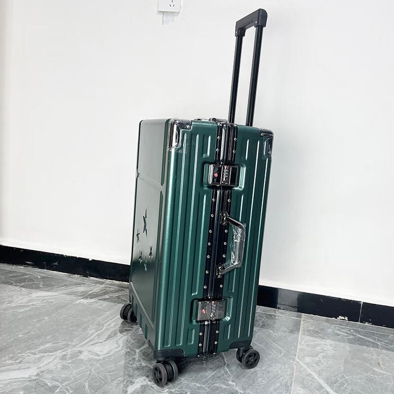 TieXueLing Commemorative Military Green Aluminum Frame Hardshell Suitcase