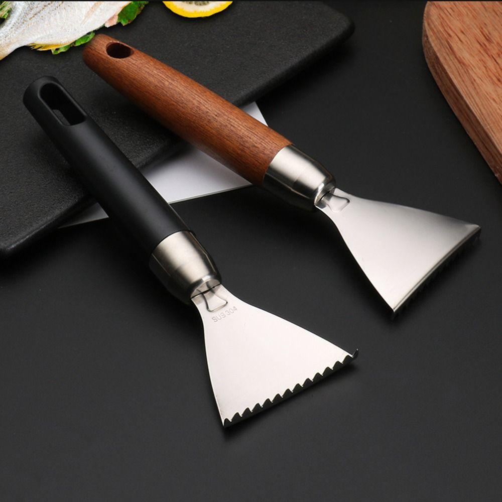 Wood/Plastic Handle Manual Fish Scaler Tool Fish Scale Scraper Seafood Preparation