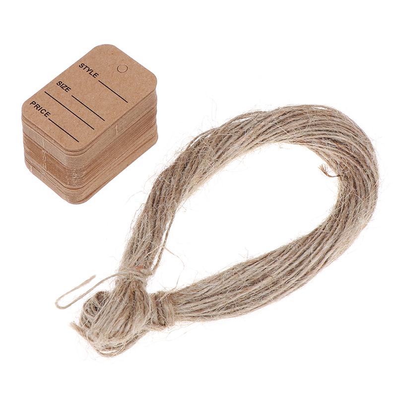 100Pcs Merchandise Display Price Tags Wedding Label Price Tags With String 20M