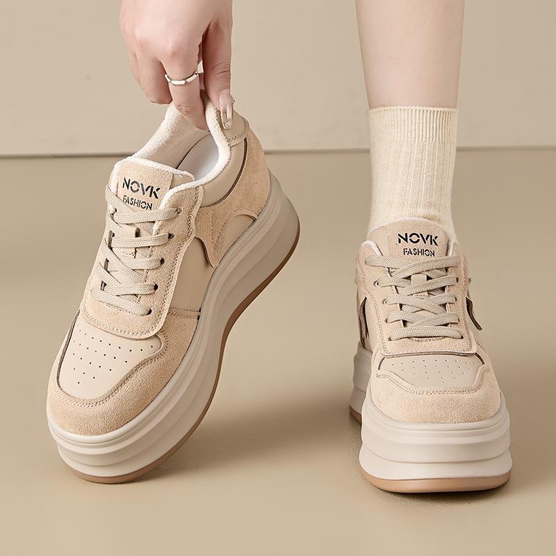 Leather Velvet Women's Shoes Autumn and Winter Women's Thick-soled Inner Height Increase Casual Shoes Children's Versatile White Shoes