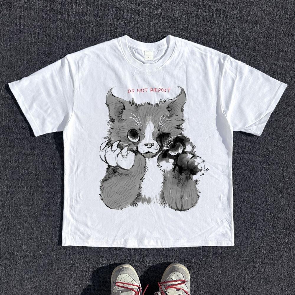 

Japanese Harajuku Y2k Style Women s Cropped Grunge Clothing 2000s Tops Goth Cat Graphic Tees Female Clothing Vintage S