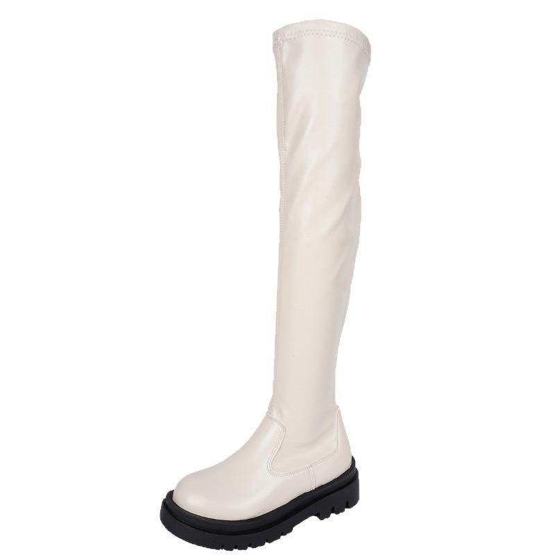 Thick-soled Slimming Over The Knee Boots 2025 Winter New Plus-size Round Toe Muffin Skinny Boots for Women
