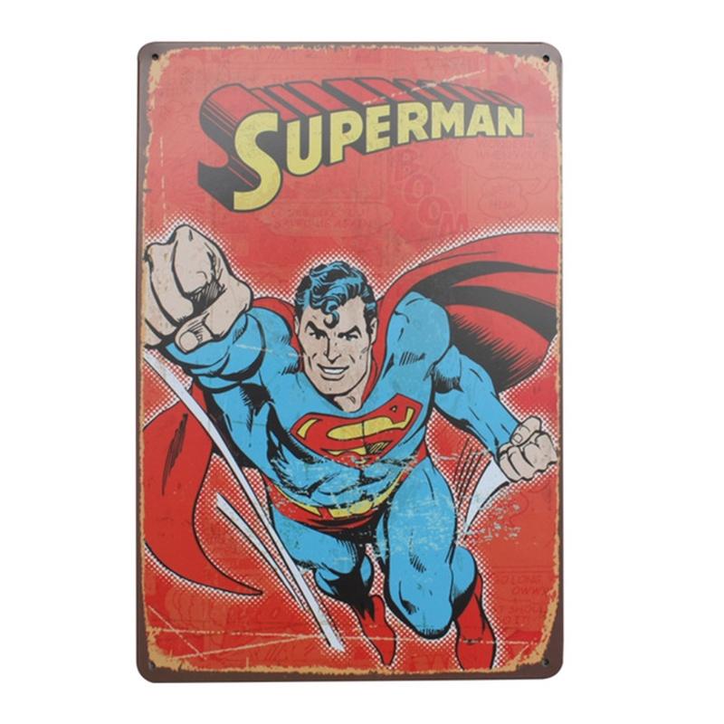 Classic Creative Cartoon Superhero Tin Sign For Bar Pub Home Wall Decor Retro Metal Poster