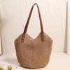 Single Shoulder Cott Thread Woven Bag, Summer Beach Vacati Hand-held Woven Bag, High-quality Grass Woven Tote Bag