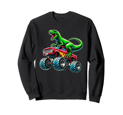 Monster Truck Dinosaur Monster Truck Boys Birthday Party Sweatshirt