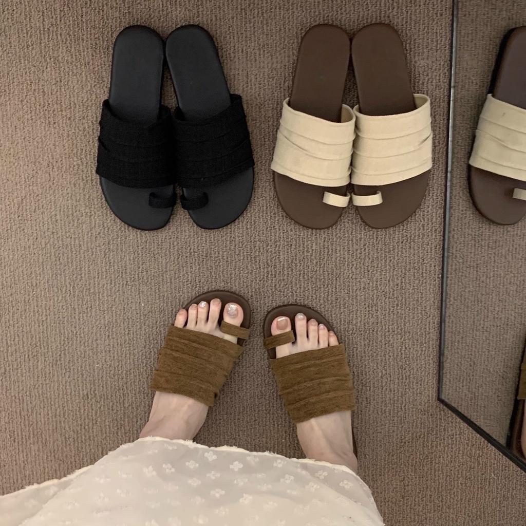 Vintage Vacation Brown Mori Sandals Fairy Shoes Outer Wear 2025 Summer with Skirt Evening Breeze Roman Cool Slippers