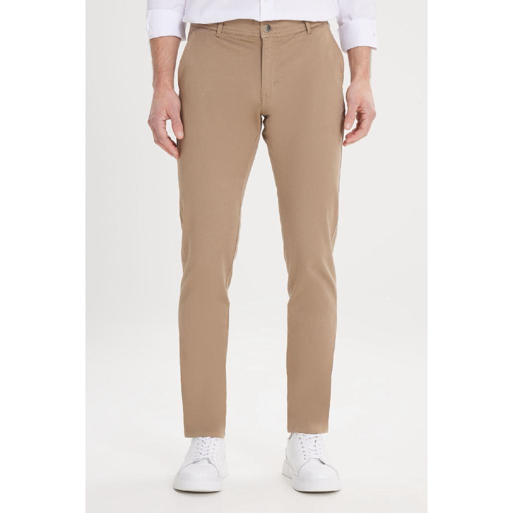 Calças Chino Slim Fit Masculinas de Lona Preta Slim Fit com Bolso Lateral