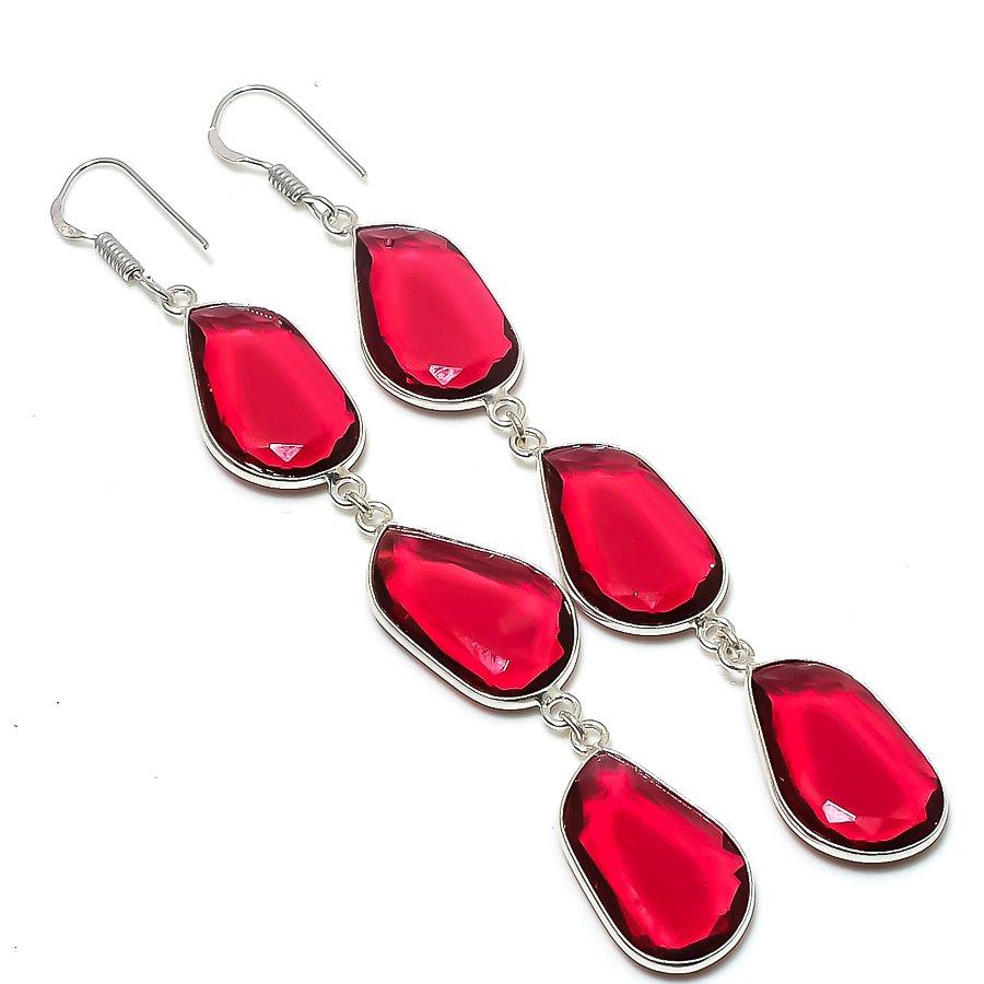 

Natural Mozambique Garnet 925 Sterling Silver Jewelry Earring 3.94 o8N71