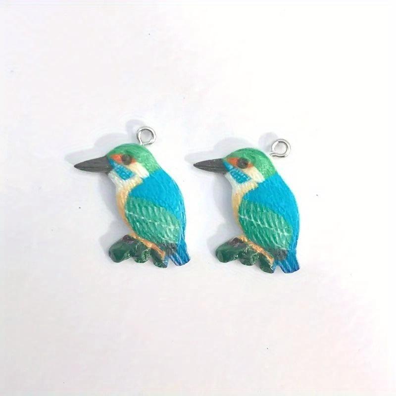 10 шт. Яркие воробьи, попугаи, колибри, смоляные подвески, мультяшные птицы, животные, маленькие подвески, товары для рукоделия DIY для изготовления серег, ювелирных изделий White
