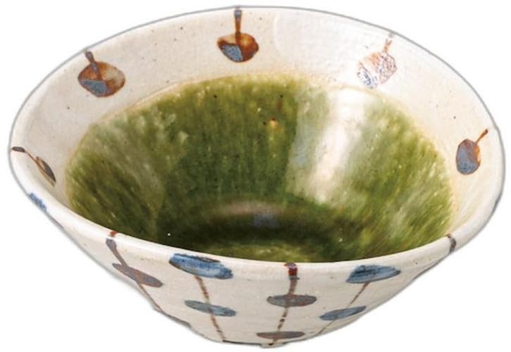 Sudare Oribe Warm Small Bowl x x Small Setomonohonpo Hand-painted [13.5 12.3 5.8cm] Bowl, Ceramic,