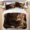 Tabby Cat Pattern Bedding Quilt Set Quilt Cover Pillowcase Home Decoration Birthday Gift (1 * duvet cover + 2 * pillowcase, without core)