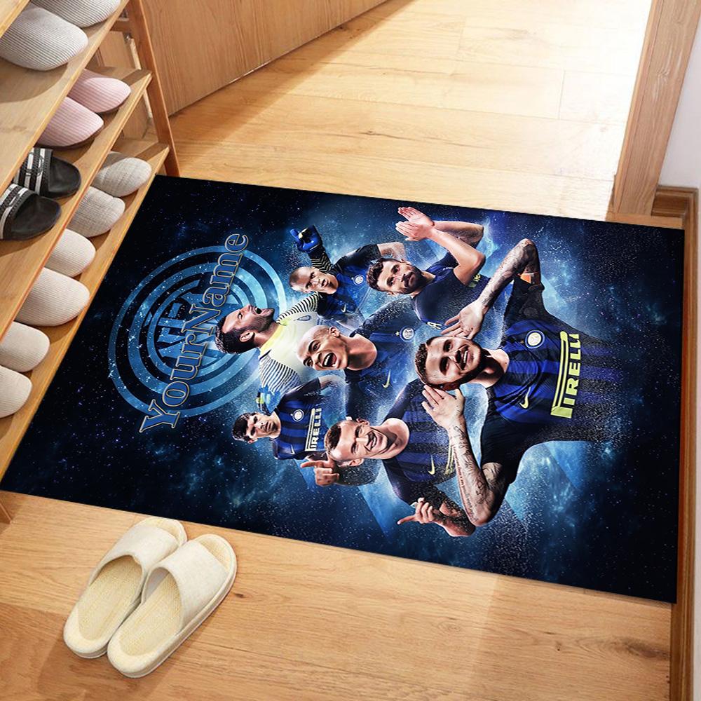 Inter Milan Customize Text Area Rug Design for Balcony Dining Room Foyer Entryway Antislip Carpet Anime Office Decor Birthday/Christmas Gift