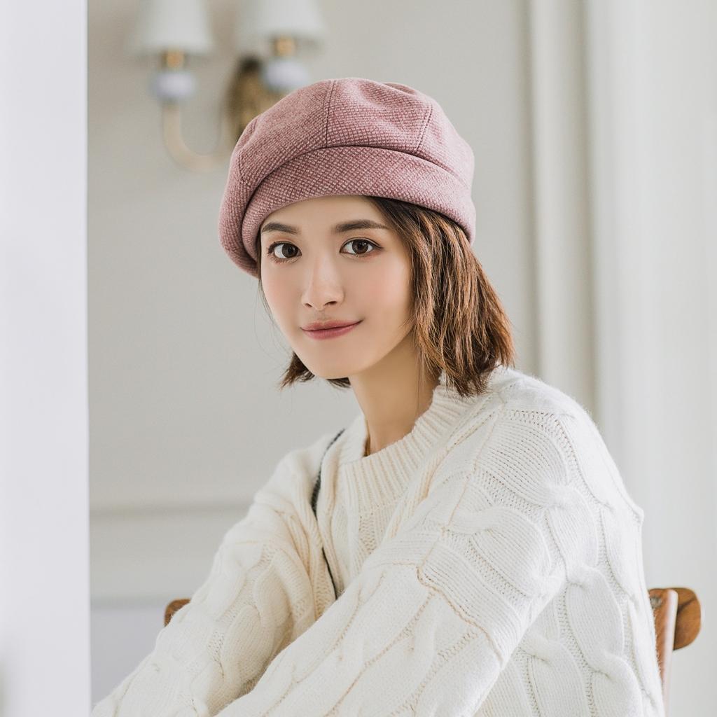 Beret Children'S Tide Versatile Japanese Students Plaid Beret Painter Hat Cute British Pumpkin Hat