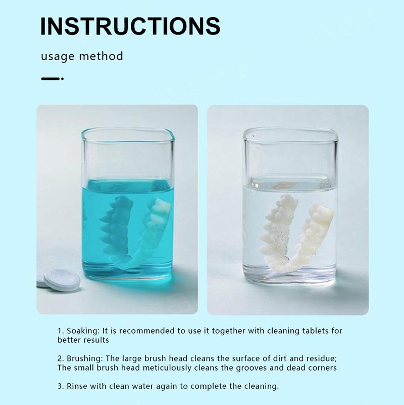 1Pcs Denture Cleaning Brush Deep Cleaning False Teeth Wash Reusable Brush Braces Descaling Brush Oral Care Tool