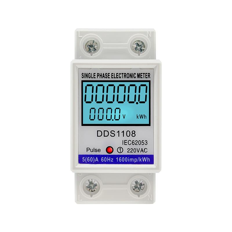 Single-phase Electric Energy Meter Rail Type Intelligent Digital Display Meter 220V High-precision Electric Meter 2P Instrument
