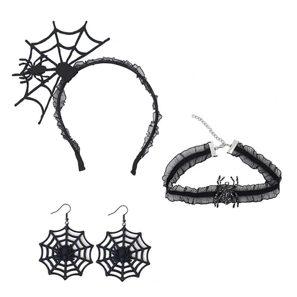 Spider Web Cloak Costume Accessory Women s Halloween Spider Web Costume Set Lace Headband Choker for Carnival for Halloween