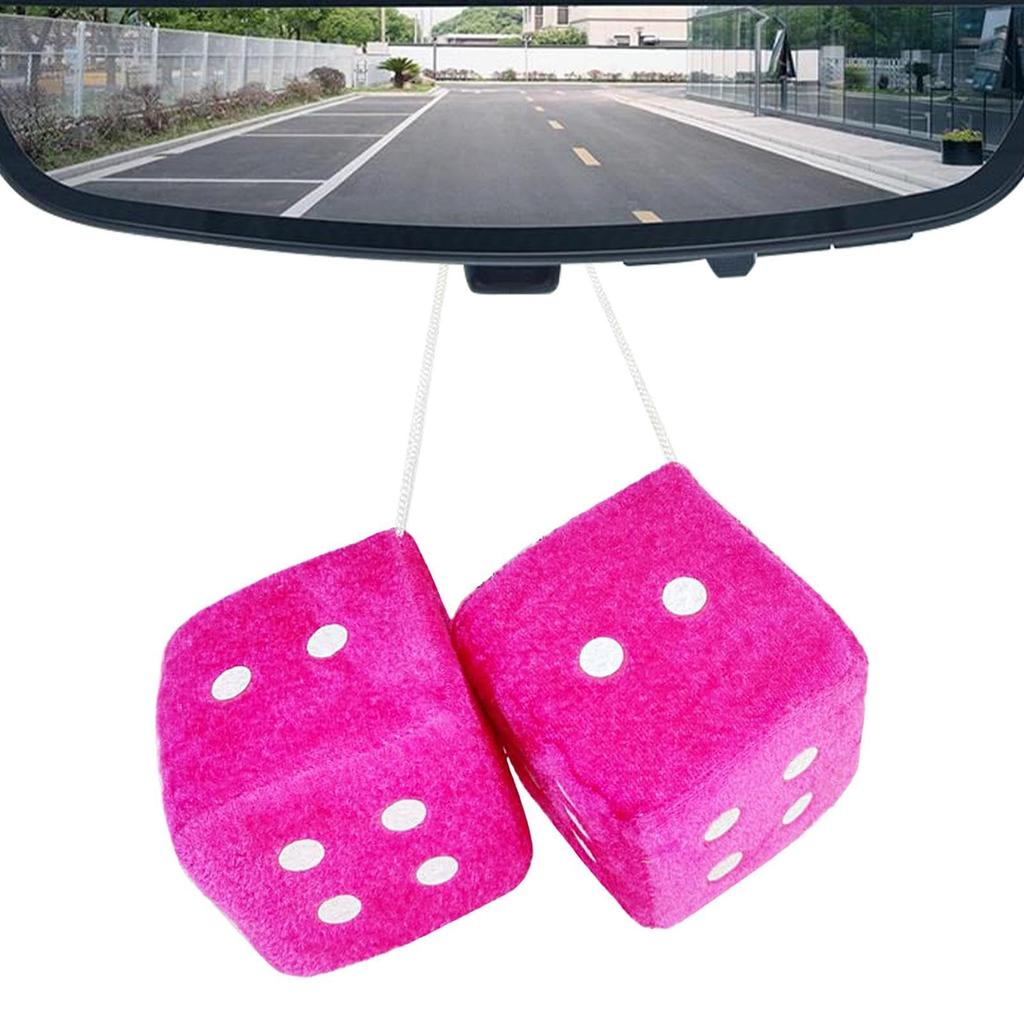Fuzzy Dice Dice Plush Car Rear Mirror Decoration Hanging Dice Car Rear View Mirror