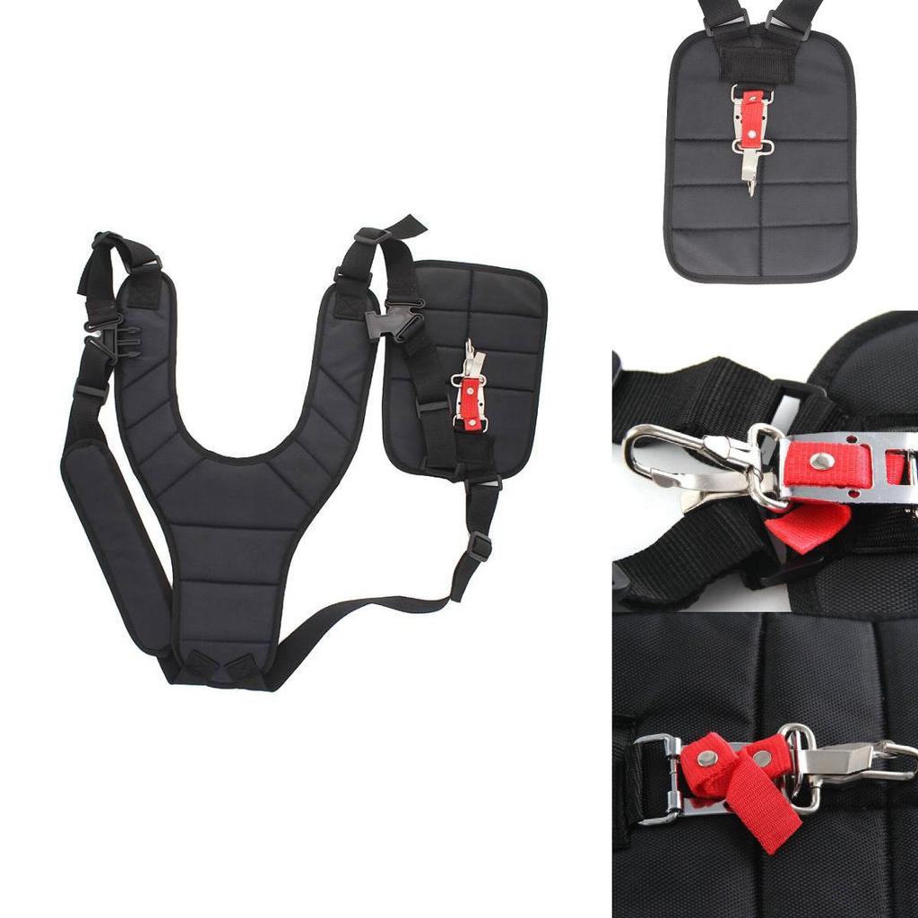 Premium Black Double Shoulder Harness For Brush Cutters And Grass Trimmers Forestry And Agriculture Use
