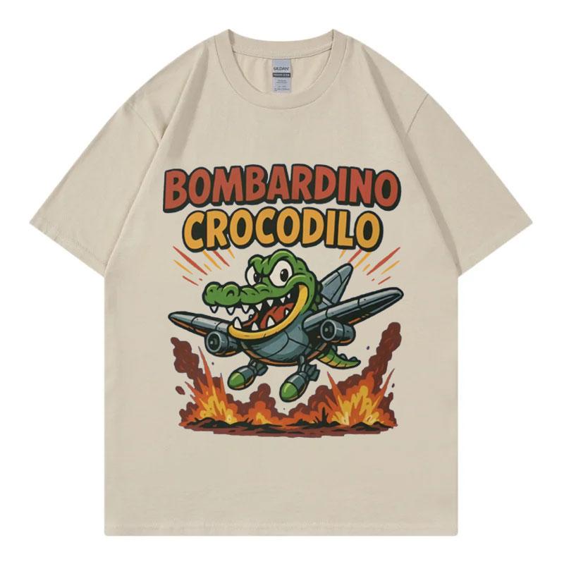 Bombardino Crocodilo Meme Graphic T Shirts Fuuny Italian Brainrot Humor Joke Tshirts Mens Womens Fashion Y2k Clothing Tshirt