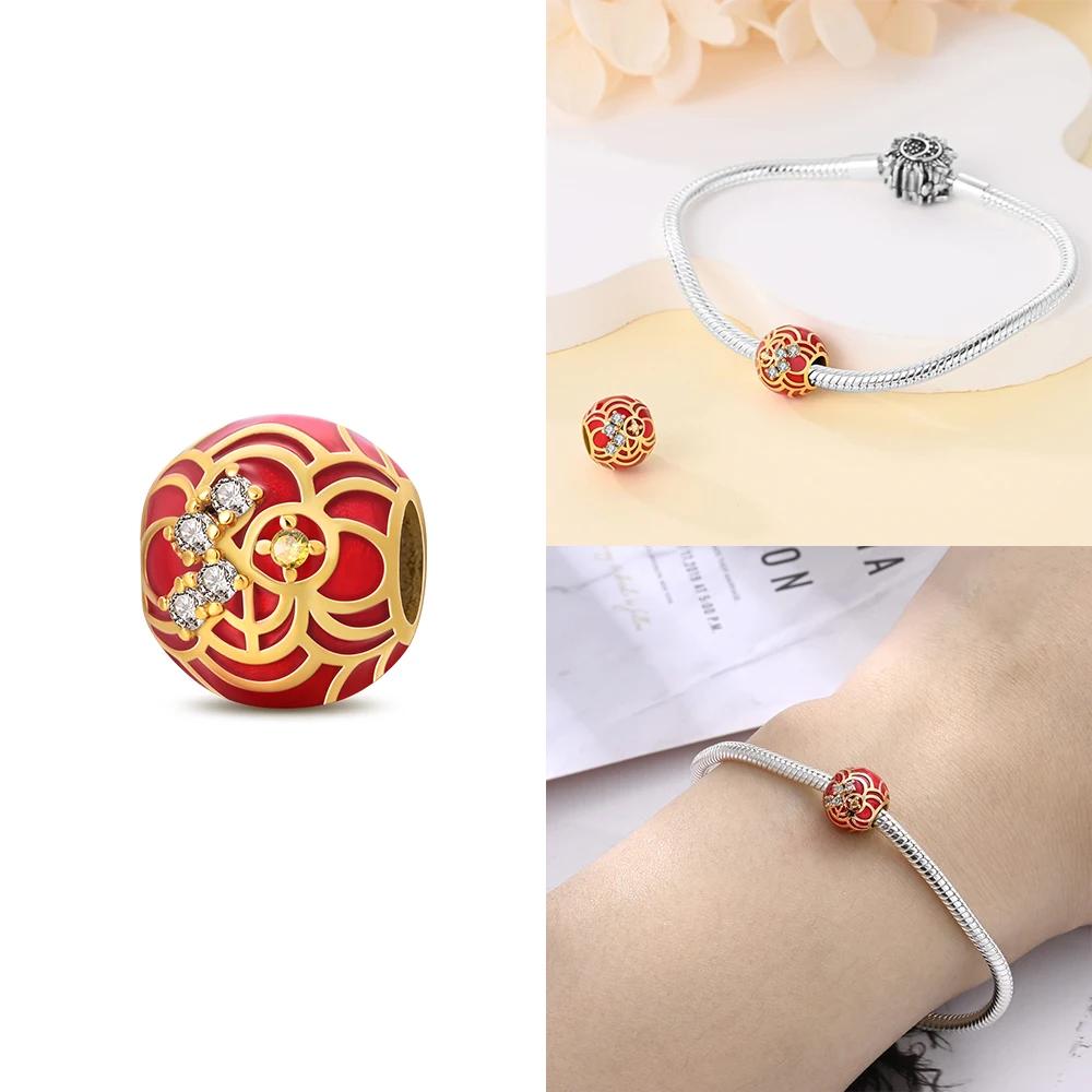 Authentic Copper Color God of Wealth Lucky Cat Lantern Lion Dance Charm Bead Charms Bead Charms Compatible With Bracelets Do It Yourself New Years Je