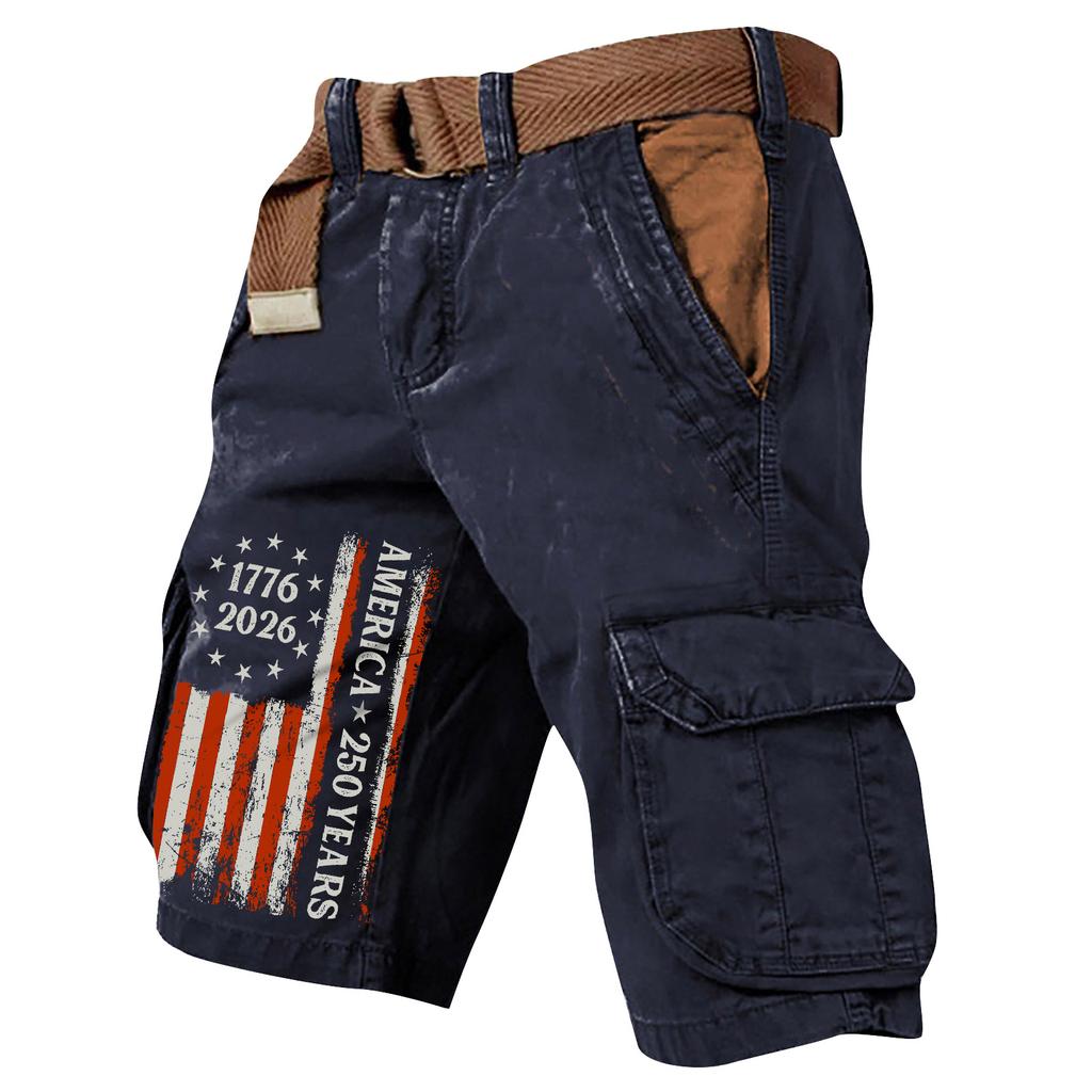 Pantaloncini Cargo Casual Stampati da Uomo per l'Estate con Tasche Multiple