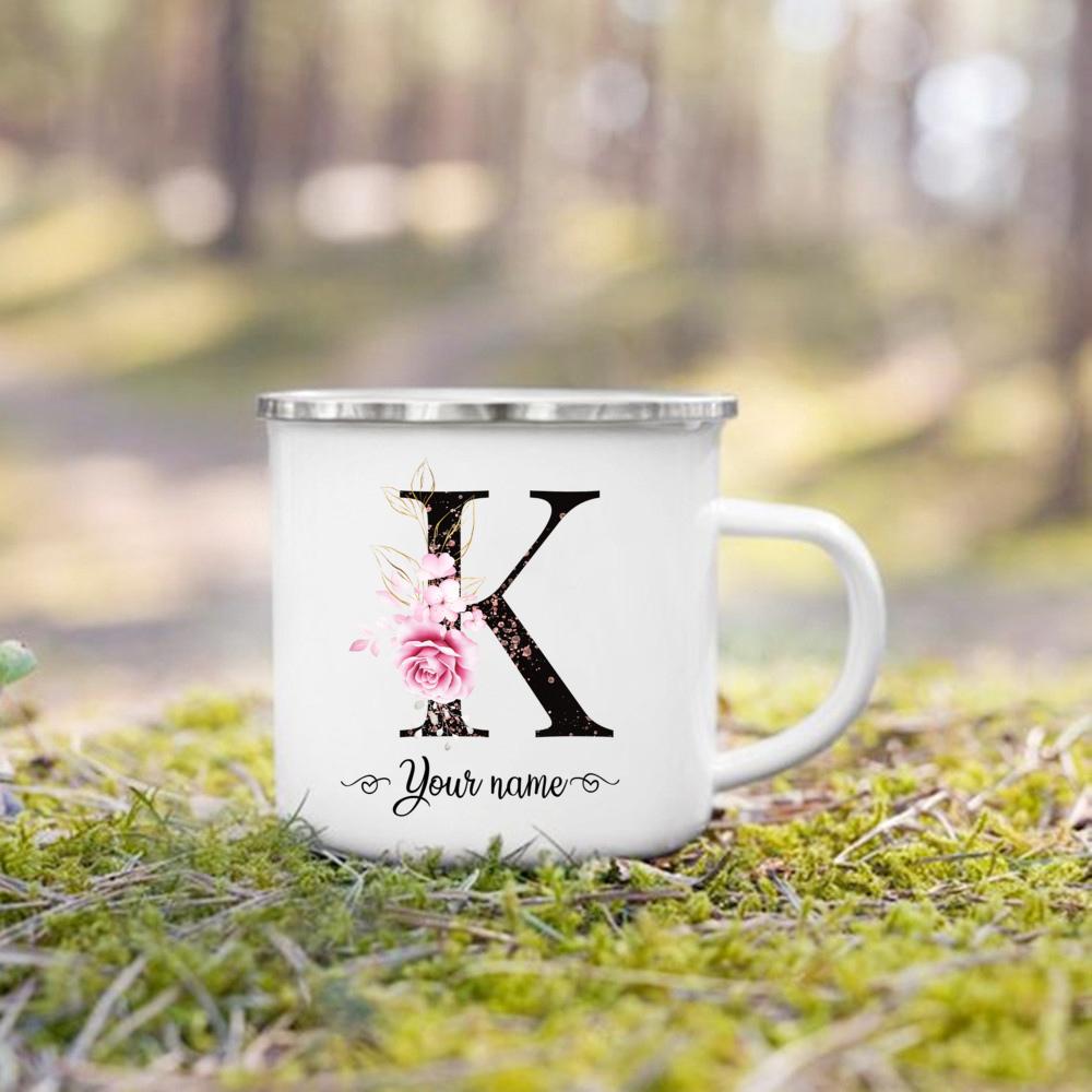 Personalized Mug Initial with Name Cup Custom Tea Coffee Hot Chocolate Mugs Wedding Bride Bridesmaid Mothers Day Gifts for Her