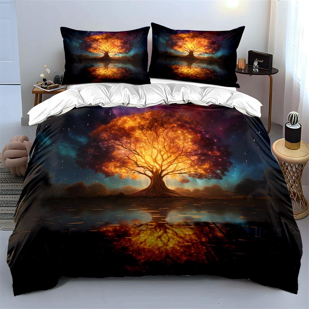 Glowing Tree Art Decoration Set Soft Comfortable Duvet Cover Bedding Set Included 1*Duvet Cover & 2*Pillowcases, Gift