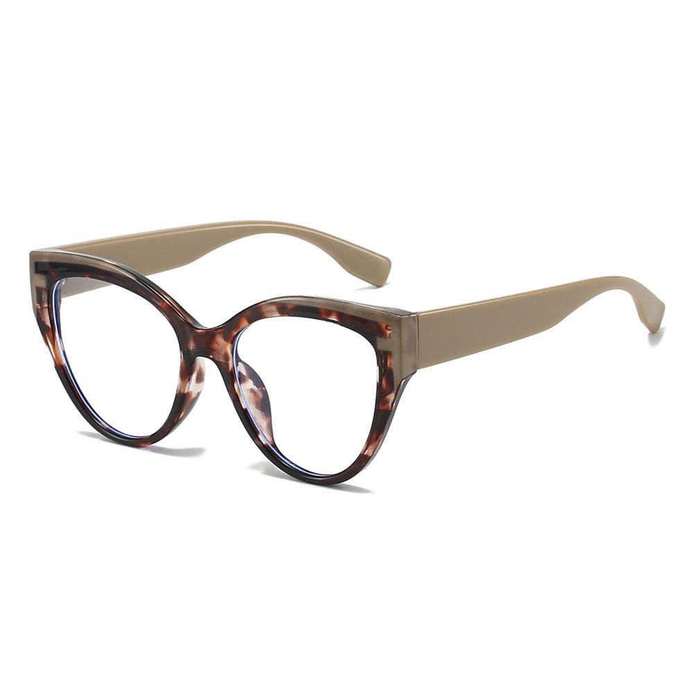 Cool Square Cat-Eye Leopard Print Color-Block Sunglasses, Sun Protection, and Plain Lens Glasses