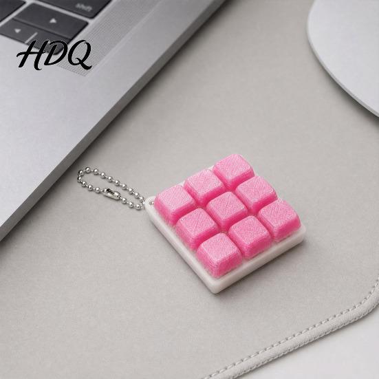 Stress Relief Toy 9-In-1 Keyboard Fidget with Ball Chain Push Gadget Button Finger Clicker Toy 9-Keys Keychain Anxiety Desk