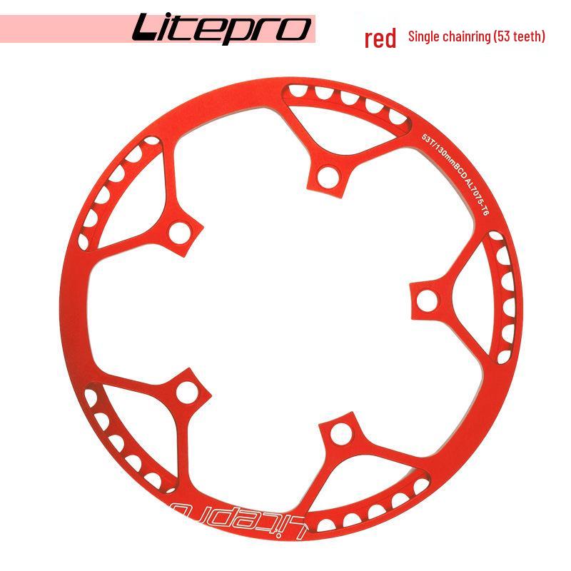 Litepro Folding Bike Crankset with Round Chainrings: 45T, 47T, 53T, 56T, 58T - Square Hole Design