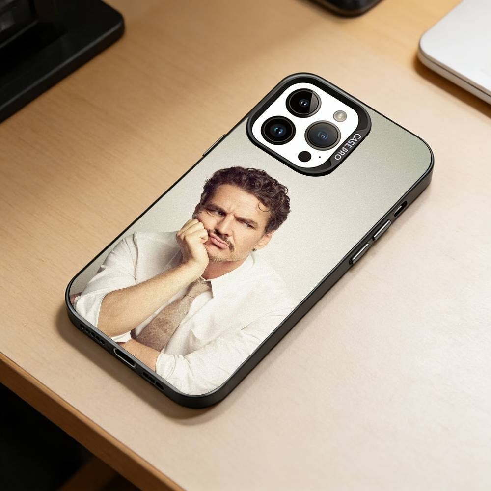 P-Pedro Pascal  Phone Case For iPhone 17,16,15,14,13,12,11 Plus,Pro Max,XS,Colorful Silver Phone Case Funda Cover