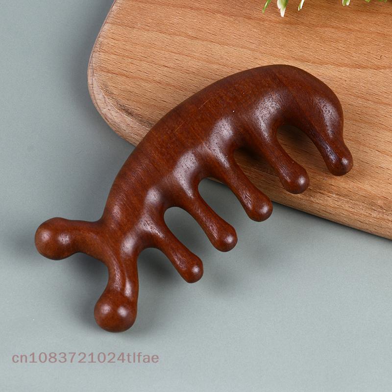 1 Pc Sandalwood Massage Comb Head Face Eye Shoulder Neck Scraping Meridian Comb Treatment Hair Loss Antistatic Wide Tooth Comb