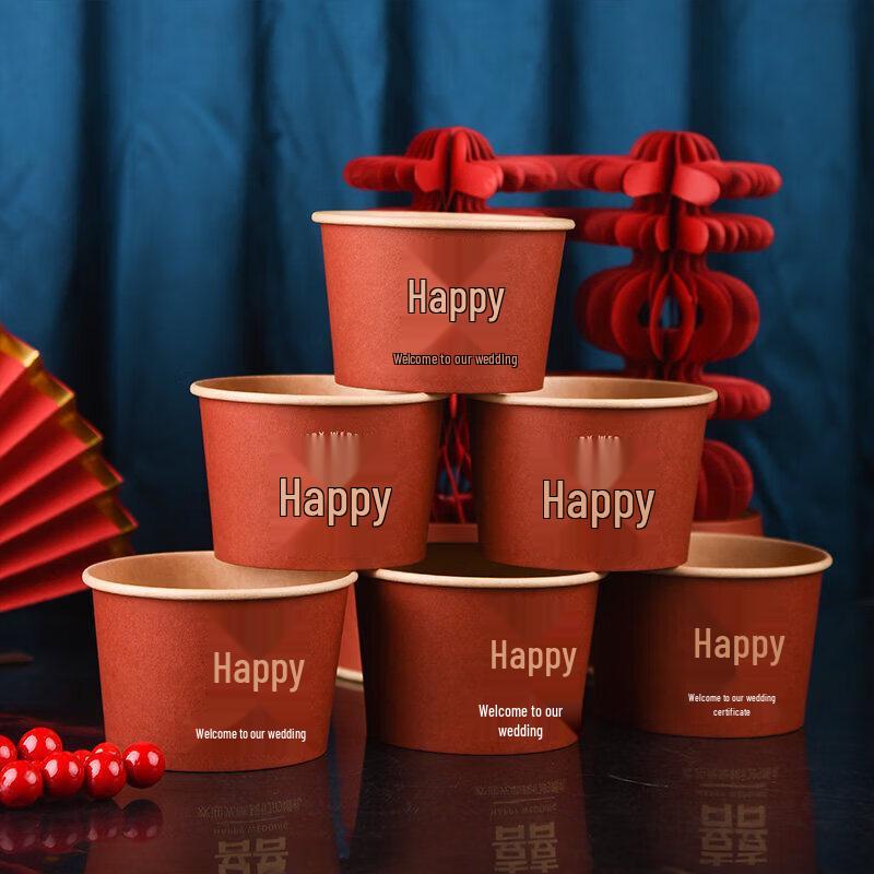 Disposable Wedding Red Paper Bowl Set