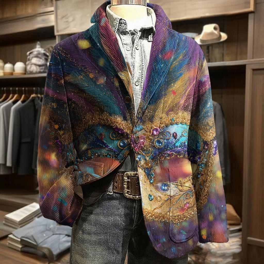 Herren Business Casual Mode Bedruckte Cordjacke