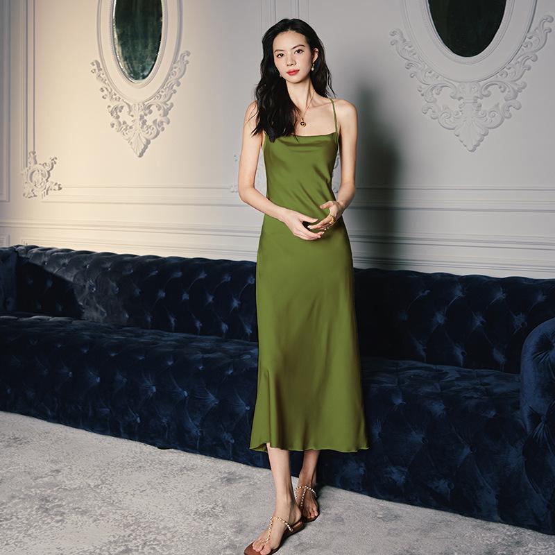 Yaoting Damen Sommer Satin Chiffon Nachthemd - Seiden Camisole Wasserfallkragen Loungewear 2878