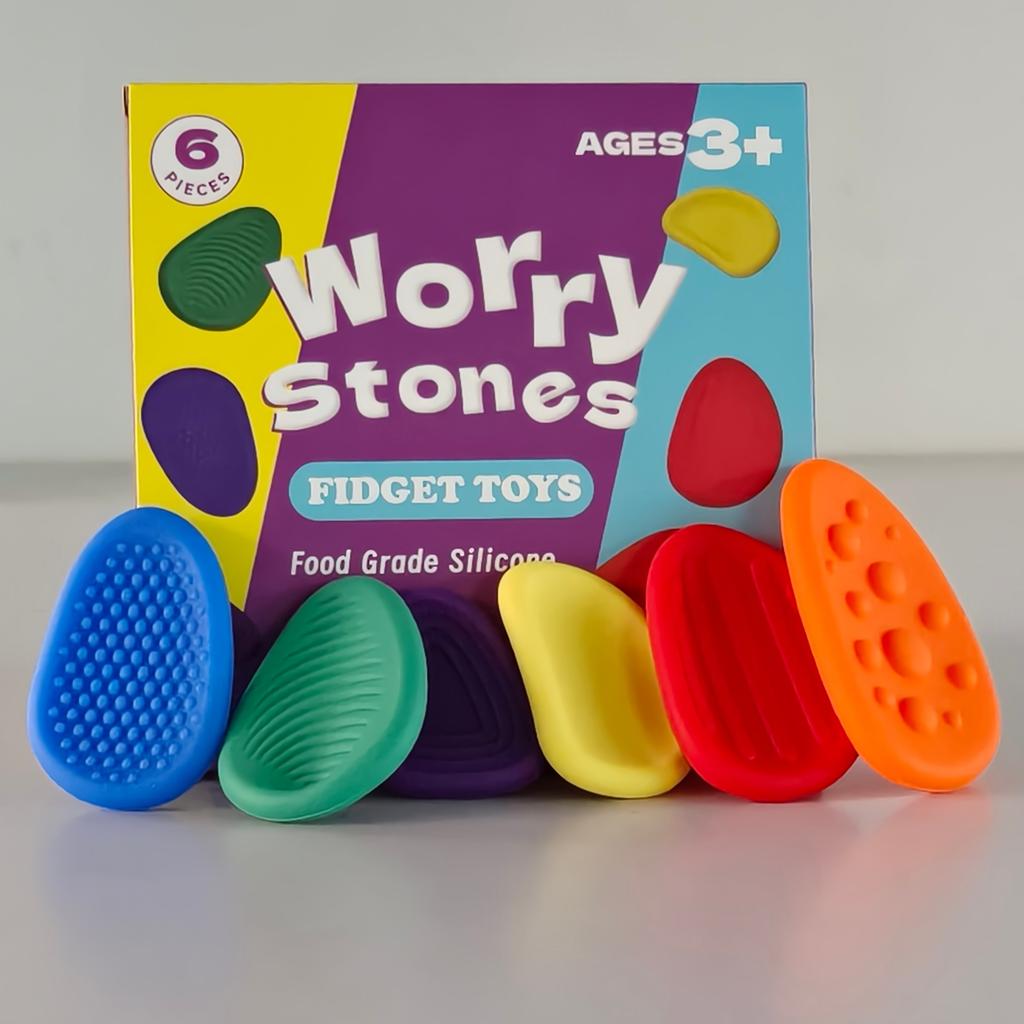Toys Sensory Stone 6 Pack Textured Worry Stone Social Emotional Feelings Toys For Special Need Stress Relief Toys For Autism Kid