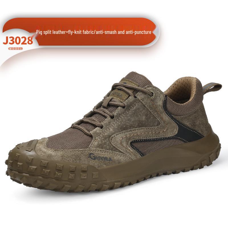 Men's Steel Toe Slip-On Suede Safety Shoes - Anti-Smash, Anti-Puncture, Ideal for Summer Welders