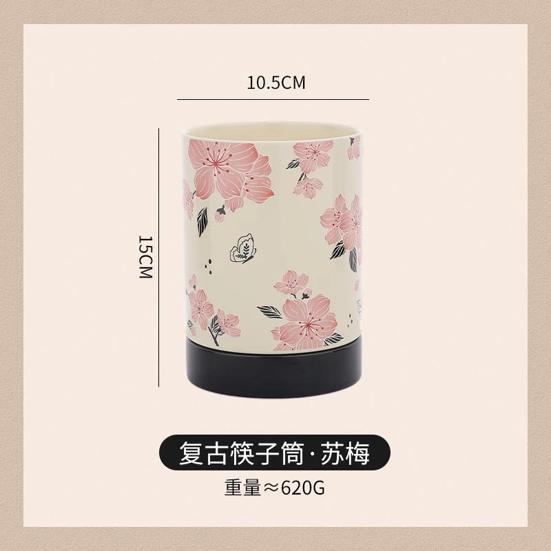 Vintage Ceramic Chopstick Holder Household Chopstick Storage Box with Draining Water Chopstick Spoon Holder Kitchens Accessories