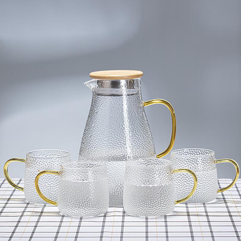 ZK Glass Hammered Pitcher & Cups Set 1800ml Pitcher + 4 Cups