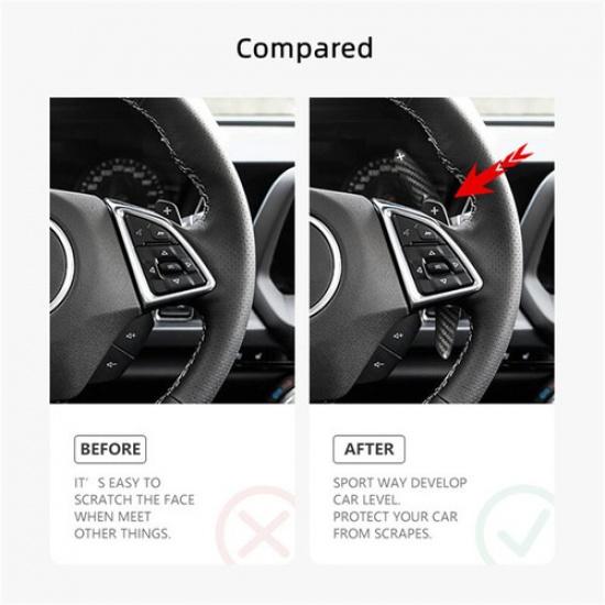 Pair Black Carbon Fiber Steering Wheel Paddle Shifter Extend For Camaro 2016-23