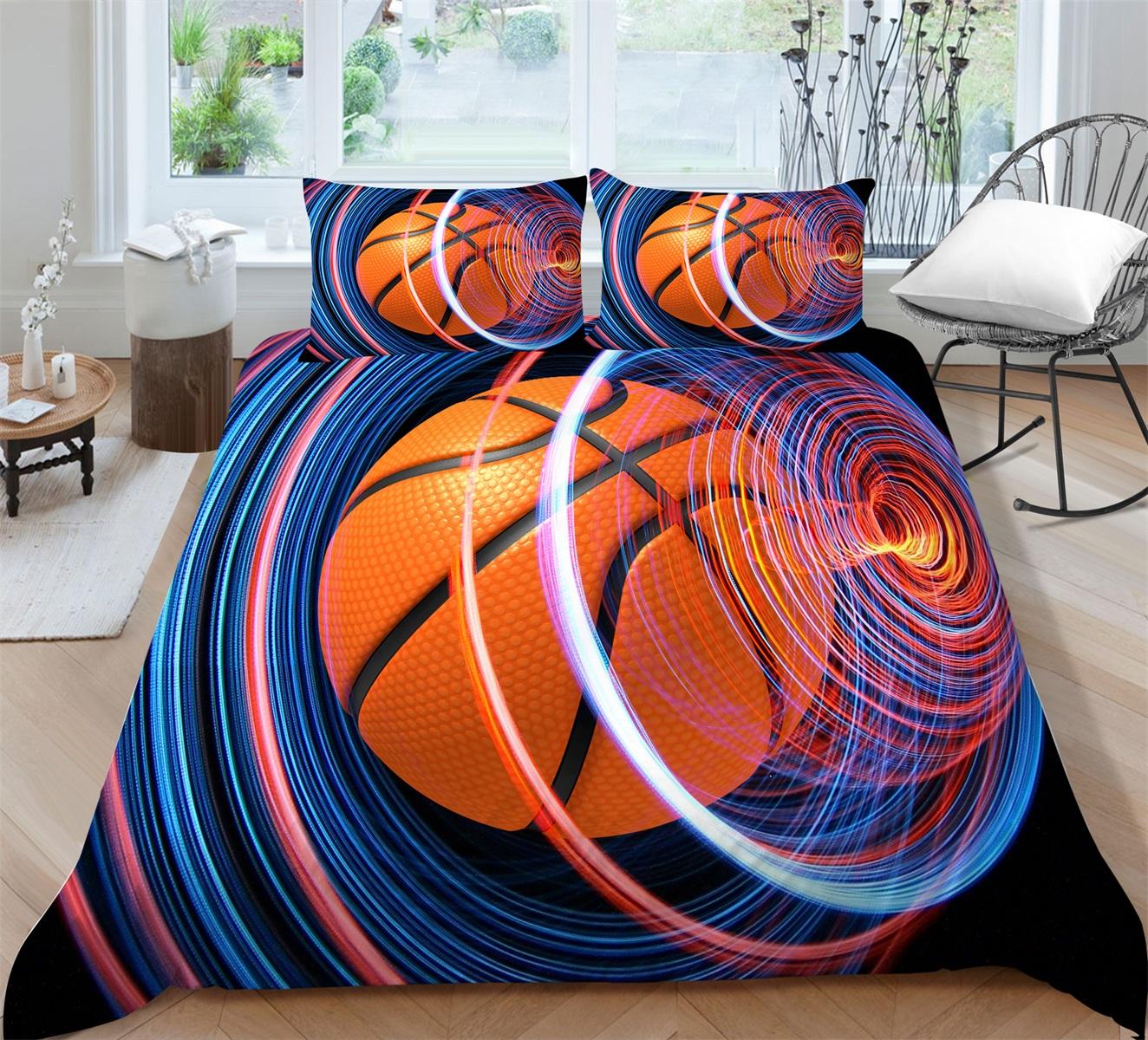 

Комплект постельного белья из 3D-баскетбольной серии, спортивный пододеяльник и наволочка, 2/3 предмета, подходят для домашнего украшения комнат для любителей баскетбола для мальчиков Baby 100x135cm