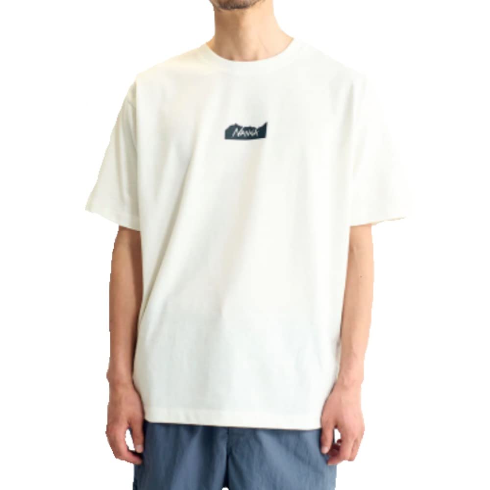 NANGA ECO HYBRID MT LOGO TEE Short Sleeve T-Shirt, White, Size M